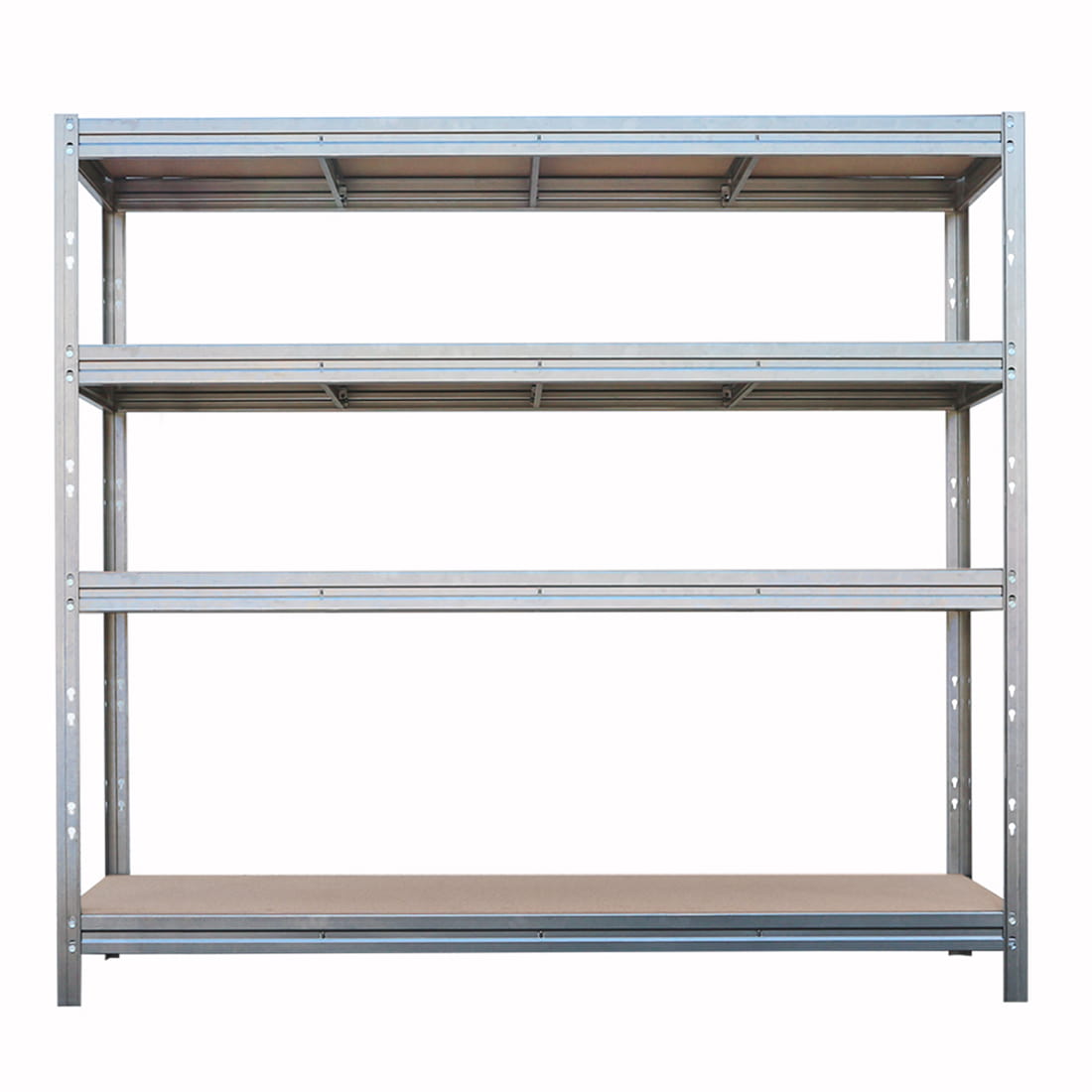 Kovový regál BULLRACK RIVET, 200x210x60 cm, 4x DTD polica, 600 kg na policu, zinok