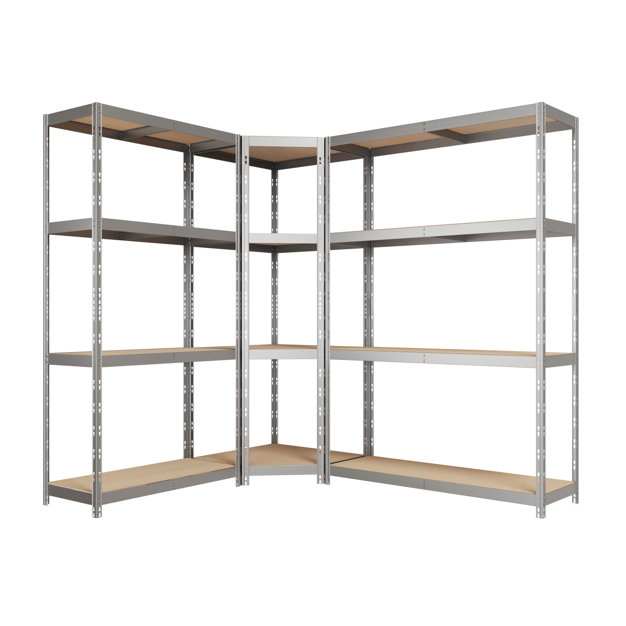 Kovový regál CORNER BUDGET PACK 180x160x190x40 cm, 4x HDF polica, zinok