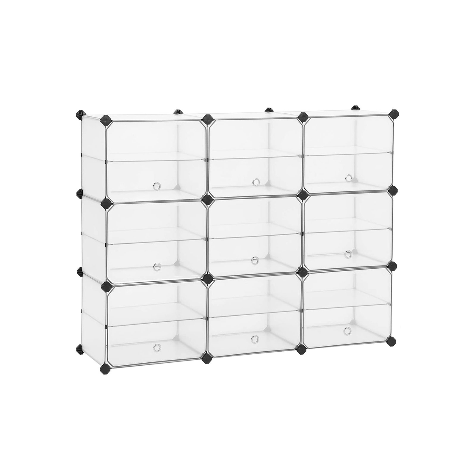 Stojan na topánky s dvierkami, plastový, transparentný, 93x123x31cm